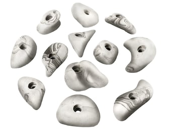12 Climbing Holds – Size L | White and Grey | Indoor & Outdoor | Great Grip for Beginners and Pros
