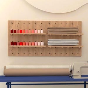 Sewing storage, Pegboard display, Wall Storage, shelf storage, Perfect for Small Sewing Studio, craft pegboard, craft shelf storage