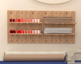 Sewing storage, Pegboard display, Wall Storage, shelf storage, Perfect for Small Sewing Studio, craft pegboard, craft shelf storage