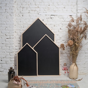Outdoor MAGNETIC Chalkboard House (66x116cm/26x46") with wooden frame, Montessori, quiet time, activities, toddler, garden, outside