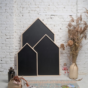 Outdoor MAGNETIC Chalkboard House (66x116cm/26x46&quot;) with wooden frame, Montessori, quiet time, activities, toddler, garden, outside