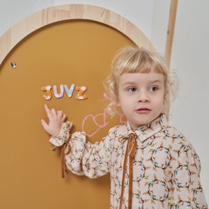 MAGNETIC Chalkboard Arch 66x116cm/26x46 with wooden frame, Montessori, quiet time, activities, toddler, homeschooling, rainbow curry yellow