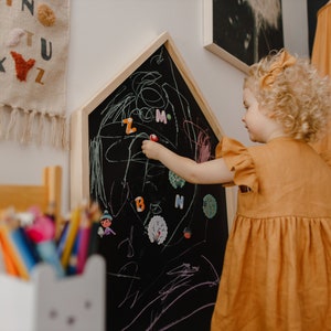 Outdoor MAGNETIC Chalkboard House 66x116cm/26x46 with wooden frame, Montessori, quiet time, activities, toddler, garden, outside image 6