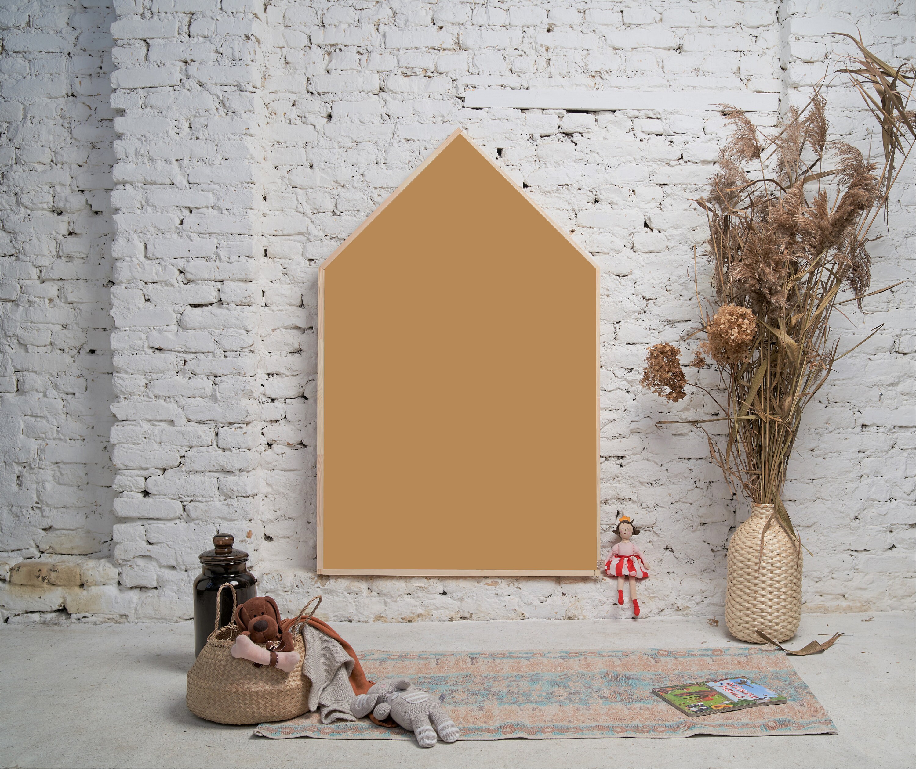 XXL, 100x160cm/39x62", Magnetic Chalkboard House with wooden frame, Montessori, activities, toddler, homeschooling