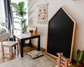 Maison en tableau, ORDINAIRE (66x116 cm/26x46") avec cadre en bois, Montessori, temps calme, tout-petit, enseignement à domicile
