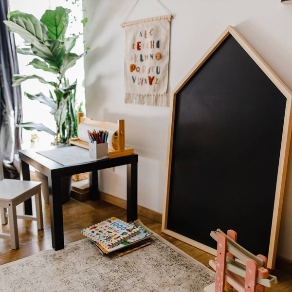 Chalkboard House, REGULAR(66x116cm/26x46") with wooden frame, Montessori, quiet time, toddler, homeschooling