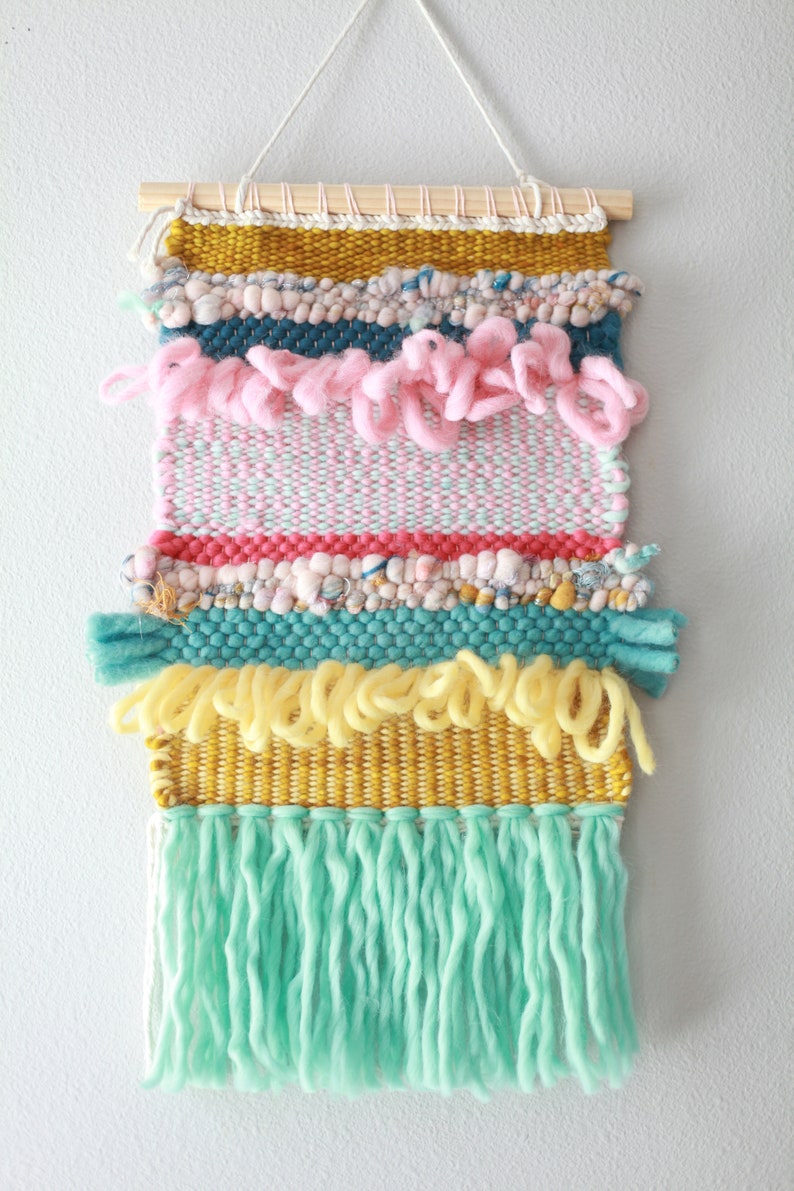 Pastel Textured Woven Wall Hanging - Etsy