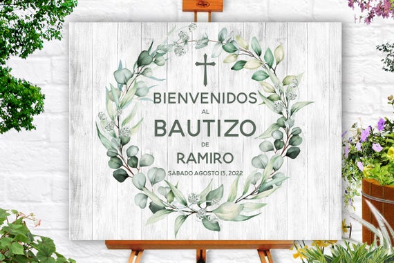 Bautizo Nino Welcome Sign in Spanish, Bienvenidos Cartel Bautizo, Decoracion  Bautizo Imprimible, Poster Bautizo Decoration 