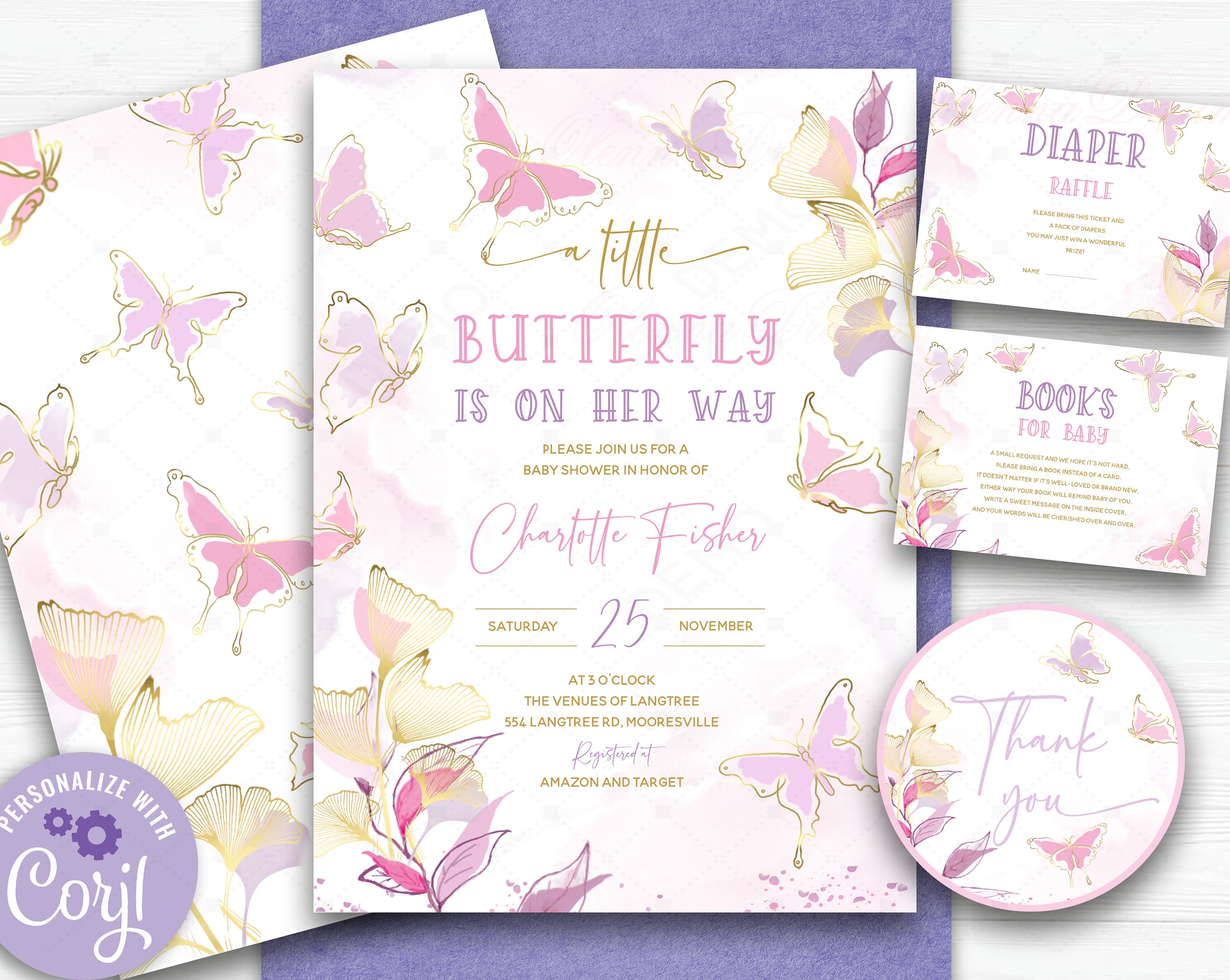 Butterfly Invitations for Baby Shower Butterfly Baby Shower Etsy