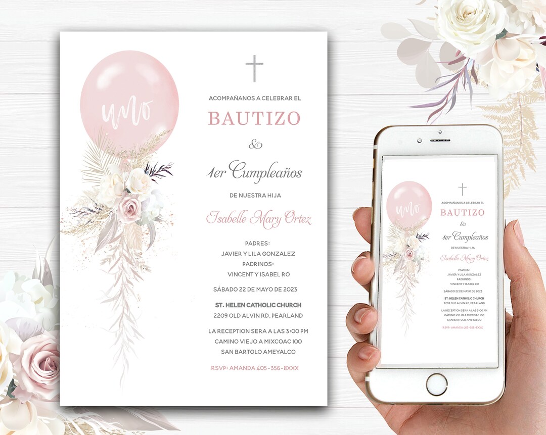 El Bautizo Y Primer Añito Invitación De Nuestra Hija Invitation