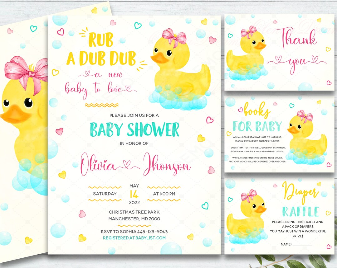 Printable Rubber Duck Baby Shower Invitations, Rubber Ducky Baby Shower
