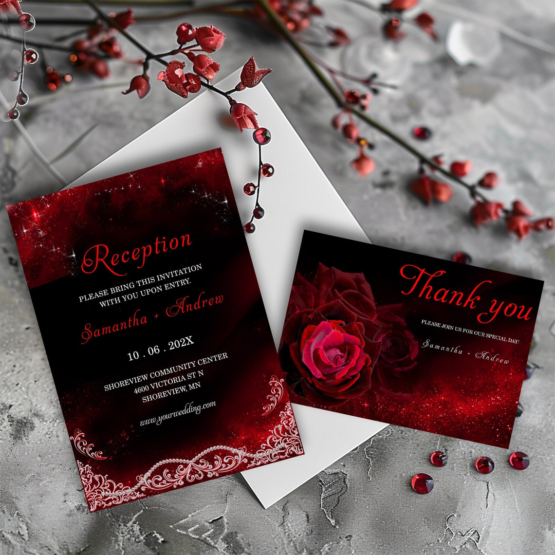 White Red and Black Weddings Theme, Editable Wedding Red and Black Set, Red and Black and White ...