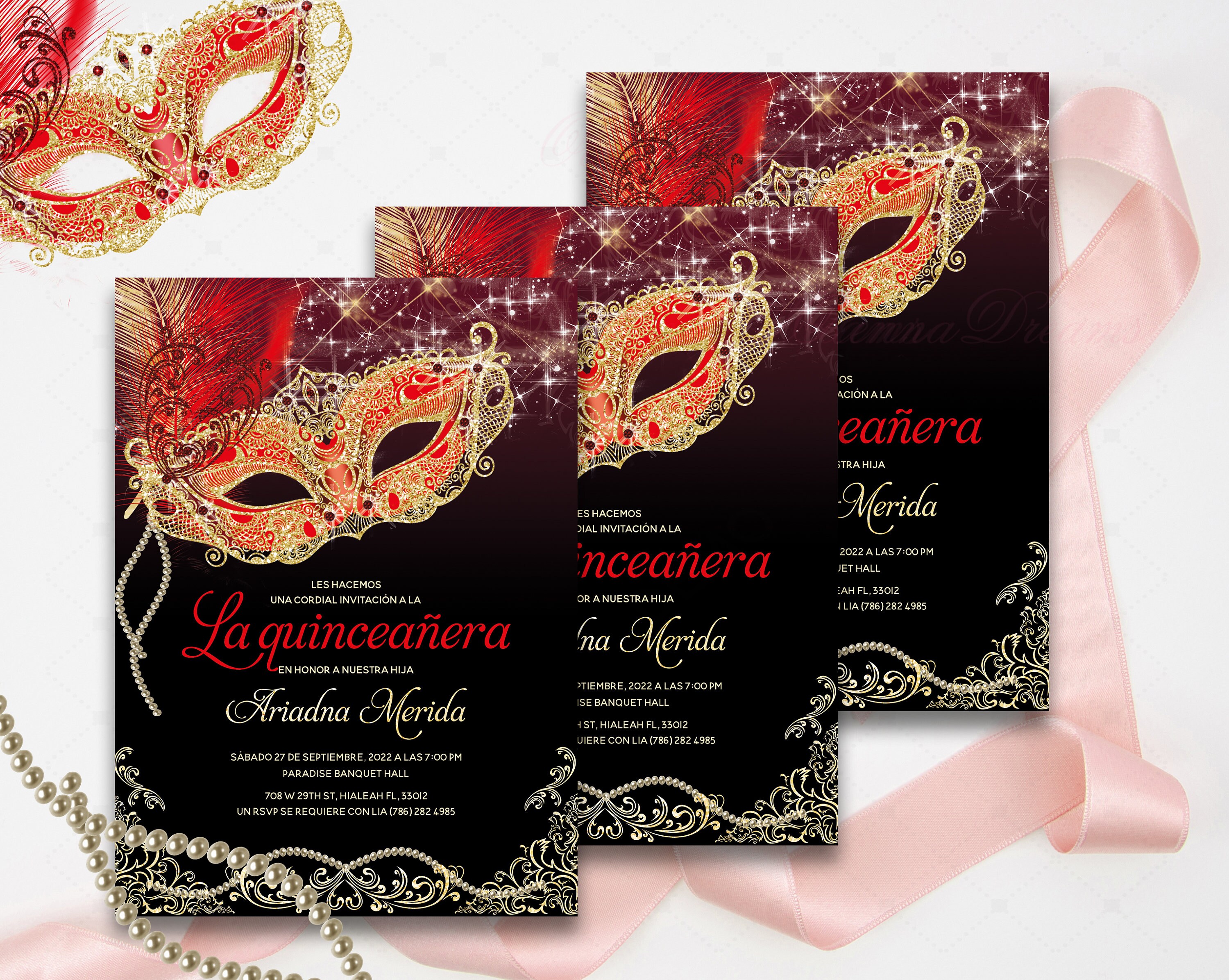 Masquerade Quinceanera Themes Red and Gold Quinceanera Etsy