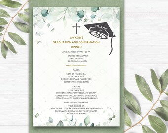 Graduation and Confirmation Invitation, Printable Graduation and Confirmation Dinner cards, Confirmation and Graduation Class Menu Printable