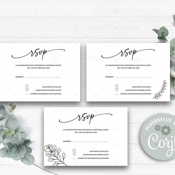 Rsvp in Spanish Wedding Postcard, Rsvp in Spanish Wedding, Rsvp Cards in Spanish, Rsvp en boda española, rsvp en española, Simple Rsvp