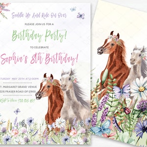 Horse Birthday Invitation, Girl's Horse Invitation, Horse Birthday, Horse Birthday Party Invite, Horse Party Invitation, Horse Party Invite image 2