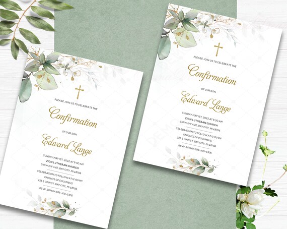 Modèle De Lettre Pour Confirmation Religieuse Printable Catholic Confirmation Invitation Cards Confirmation | Etsy