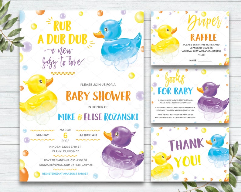 Rubber Duck Baby Shower Invitation Printable Rubber Duck Baby Shower Invitations Baby Shower Invitations Duck Set Ducky