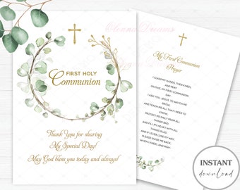 10 Personalised Communion Thank You Cards Girl 2 