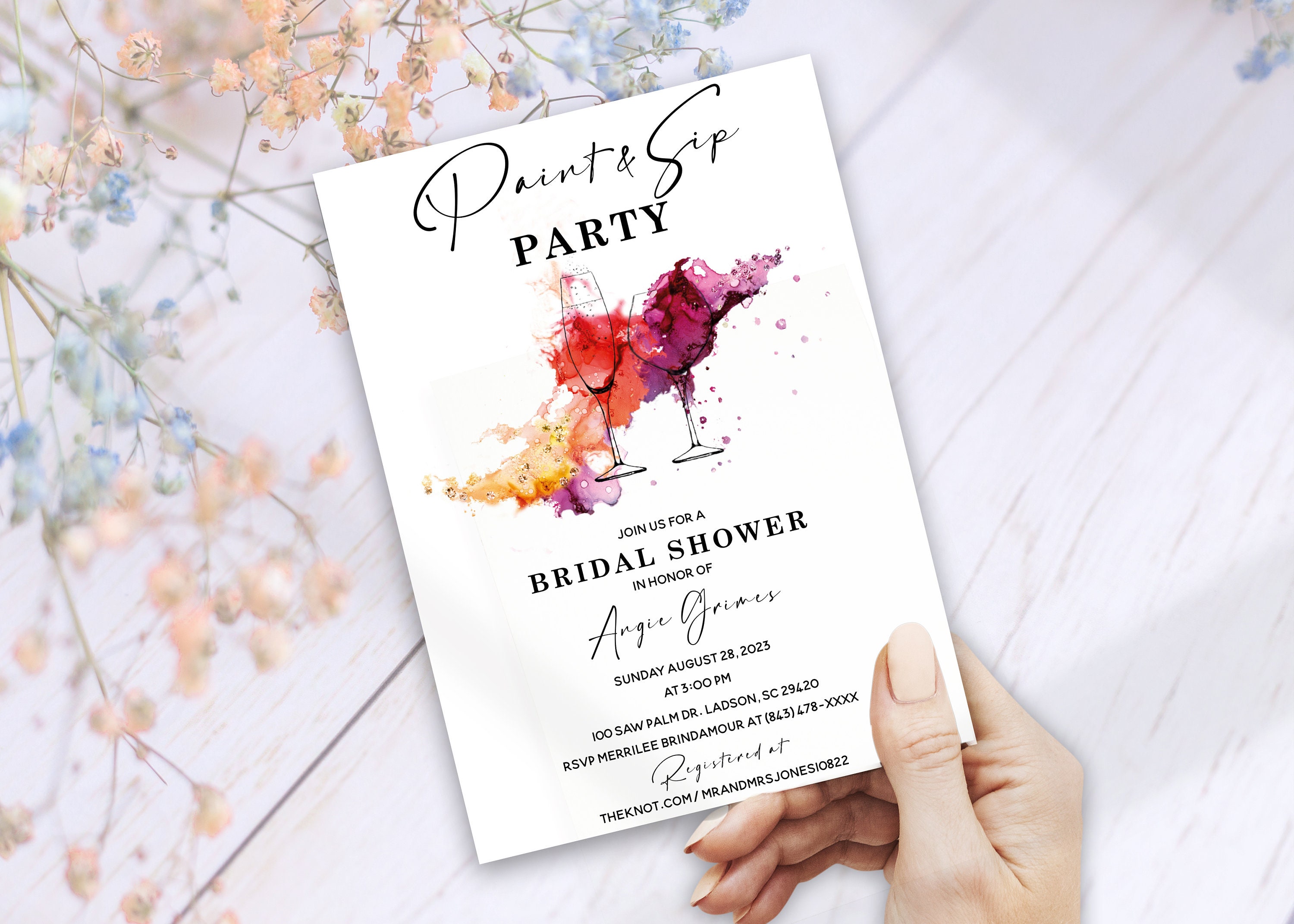 Paint and Sip Bridal Shower Invitation Paint and Sip Etsy Australia
