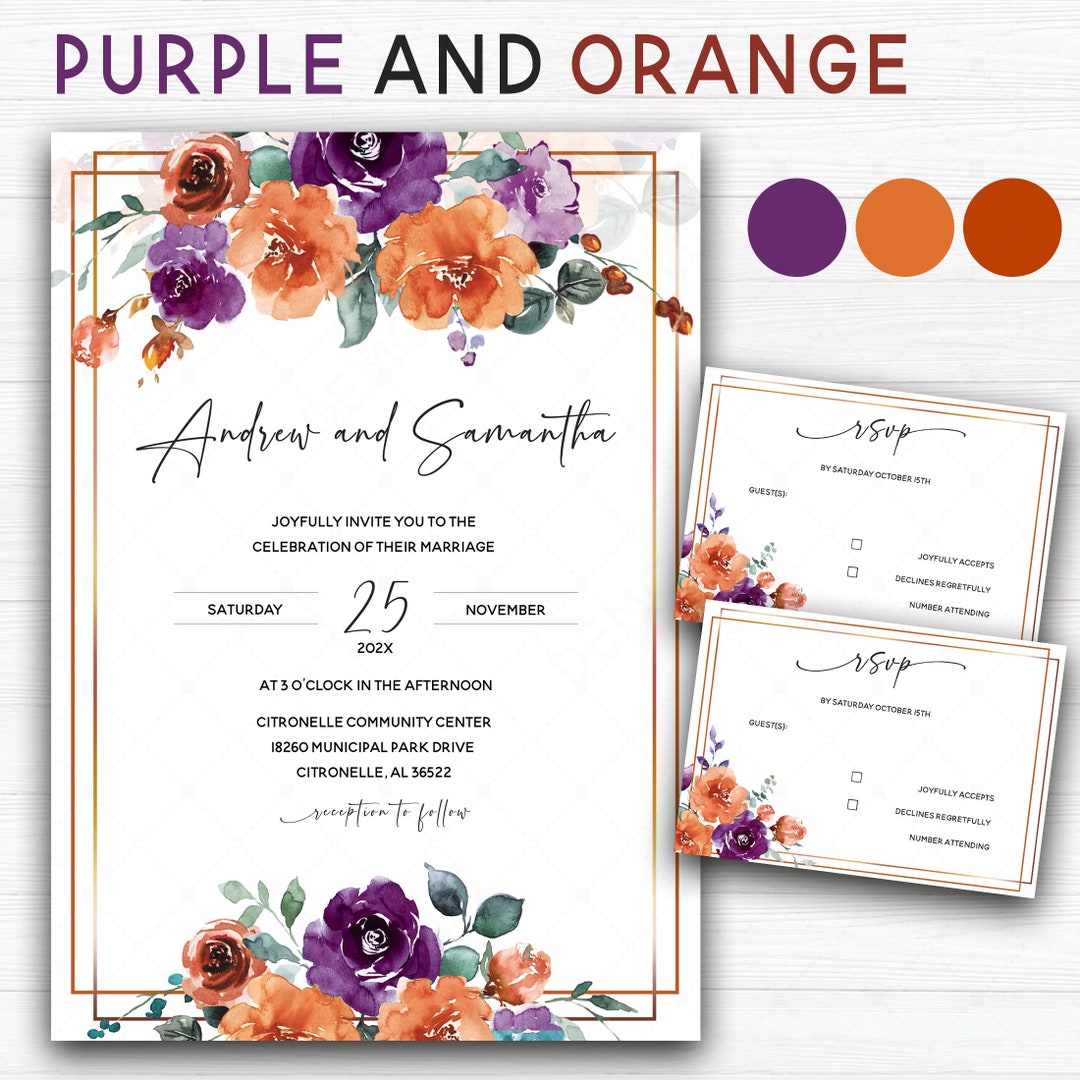 Purple and Burnt Orange Wedding Colors, Burnt Orange and Purple Wedding