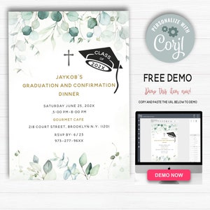 Graduation and Confirmation Invite, Printable Graduation and ...