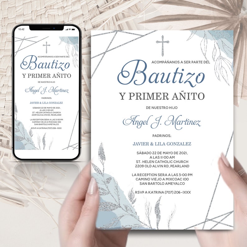 Baptism and First Birthday Invitations Bautizo Y Primer Añito Etsy