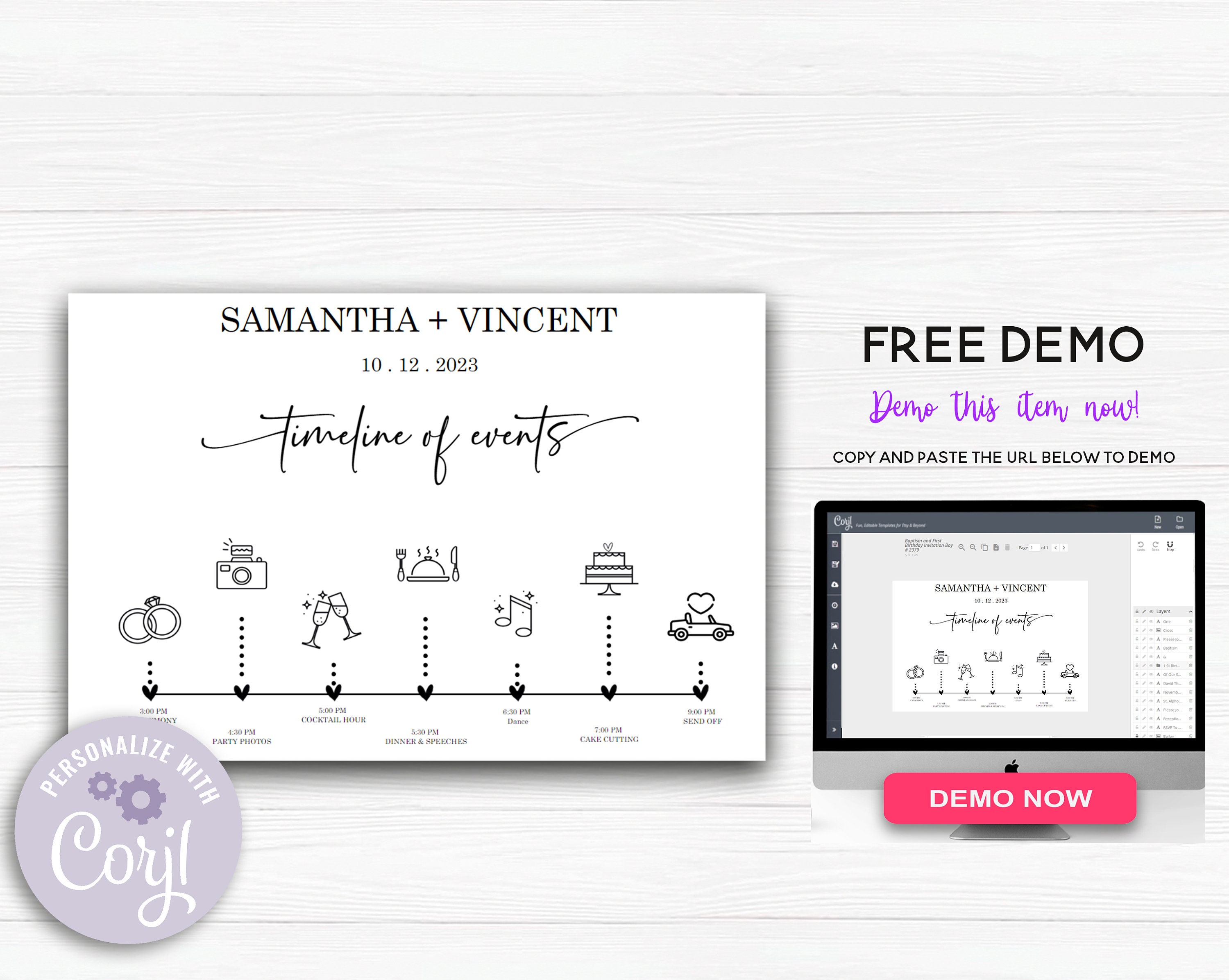 Simple Wedding Timeline Poster Template Modern Wedding Order of Events Simple Wedding Timeline Poster Template Modern Wedding Order of Events