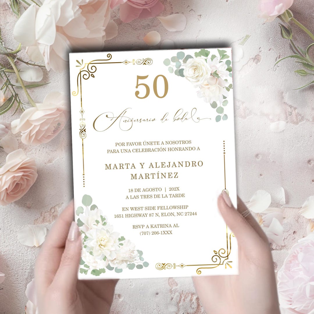Spanish Anniversary, Invitación Para 50 Aniversario De Boda Tarjeta De
