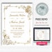 Editable Gold and White Wedding Invitations, Elegant White Gold Wedding ...