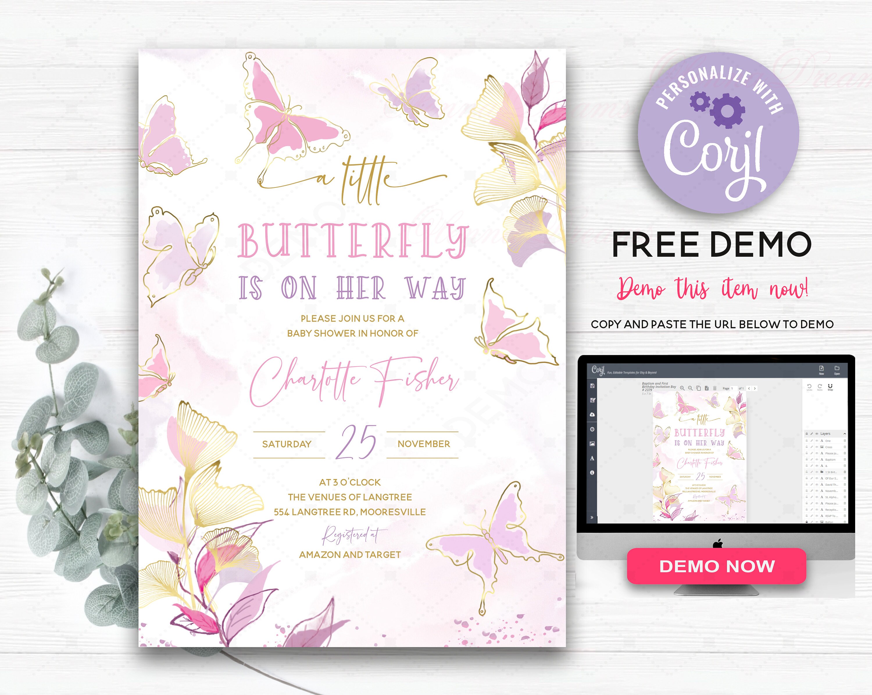 Butterfly Invitations for Baby Shower Butterfly Baby Shower Etsy