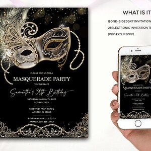 Editable Themes for Masquerade Party, Birthday Masquerade Party ...