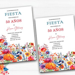 Invitación De 50 Años Mujer, SPANISH 50th Birthday Invitation, 50 Años