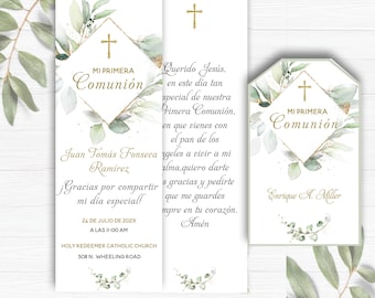 Oración de la Primera Comunión, Prayer Card in Spanish, Bookmark in Spanish, Tarjeta de Oración de Primera Comunión, Plantilla de marcador