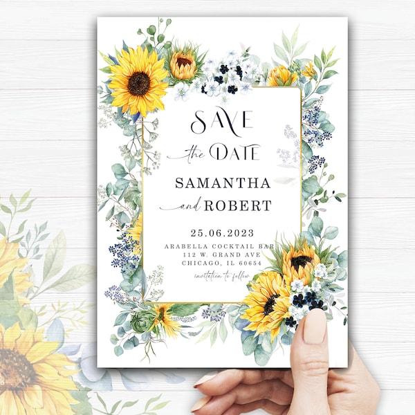 Sunflower Save the Date - Etsy