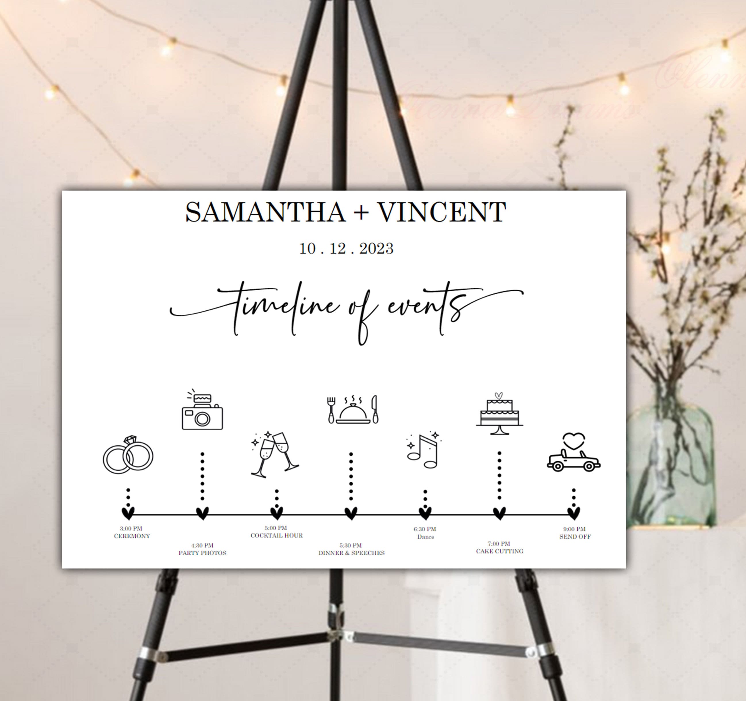 Simple Wedding Timeline Poster Template Modern Wedding Order of Events Simple Wedding Timeline Poster Template Modern Wedding Order of Events