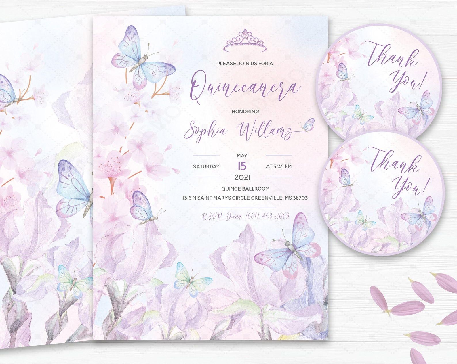 Butterfly Themed Quinceanera Invitations, Butterfly Quinceanera