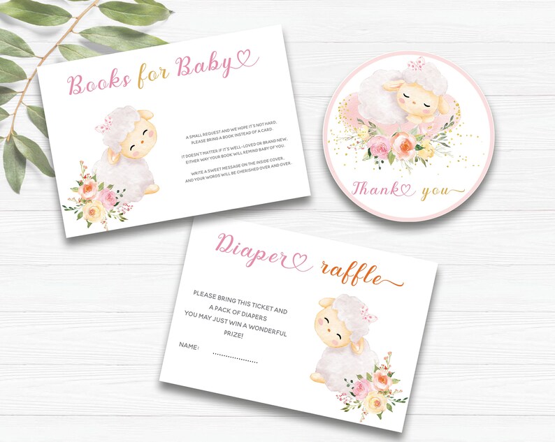 Lamb Invitations Baby Shower, Pink and Gold Baby Shower Invitations