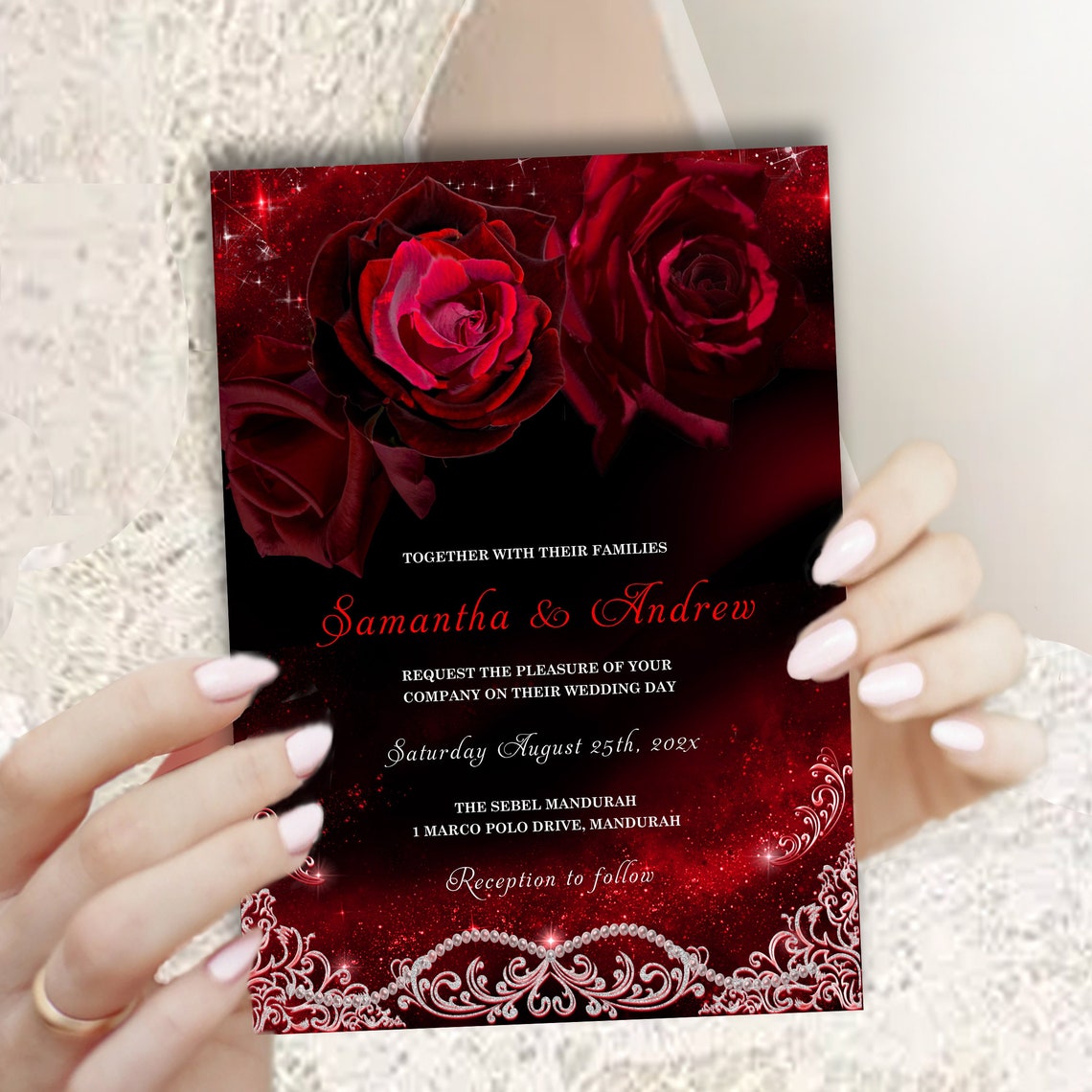 White Red and Black Weddings Theme, Editable Wedding Red and Black Set, Red and Black and White ...