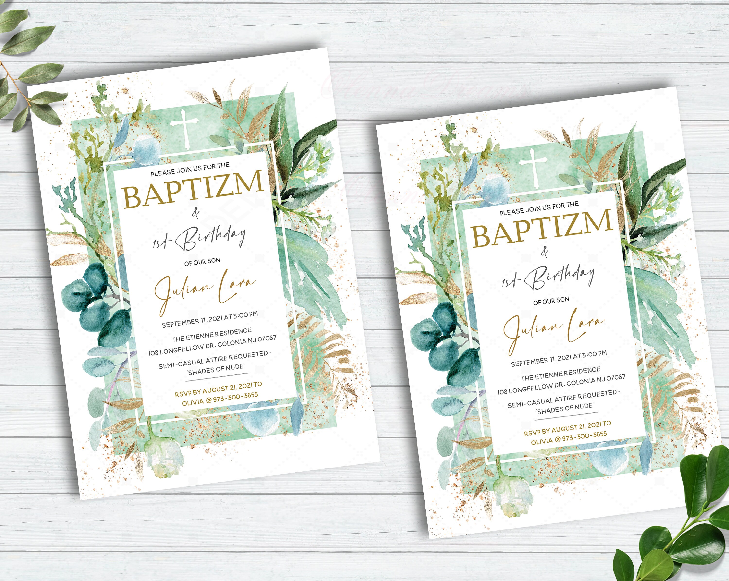Baptism and First Birthday Invitation Boy Baby Boy First Etsy