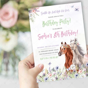 Horse Birthday Invitation, Girl's Horse Invitation, Horse Birthday, Horse Birthday Party Invite, Horse Party Invitation, Horse Party Invite image 4