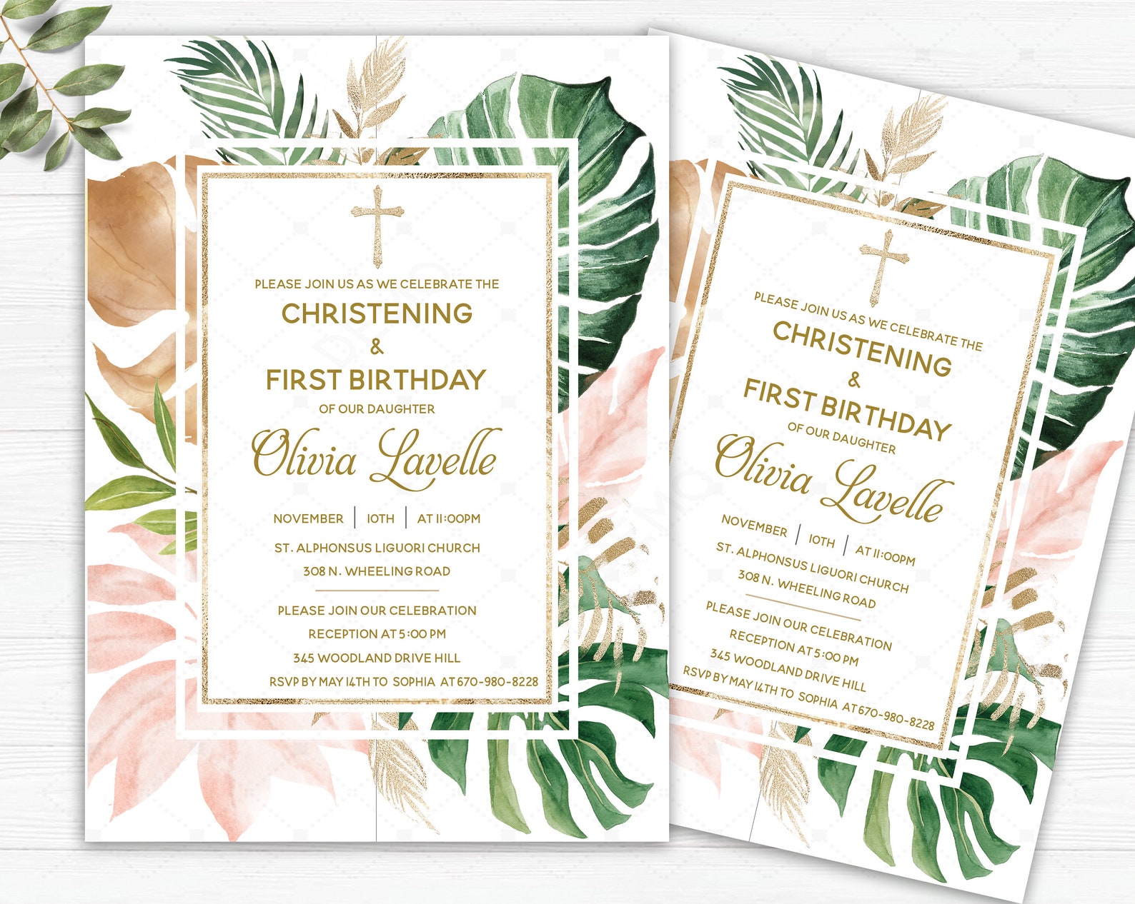 Personalised Joint Christening & First Birthday Invitation Etsy