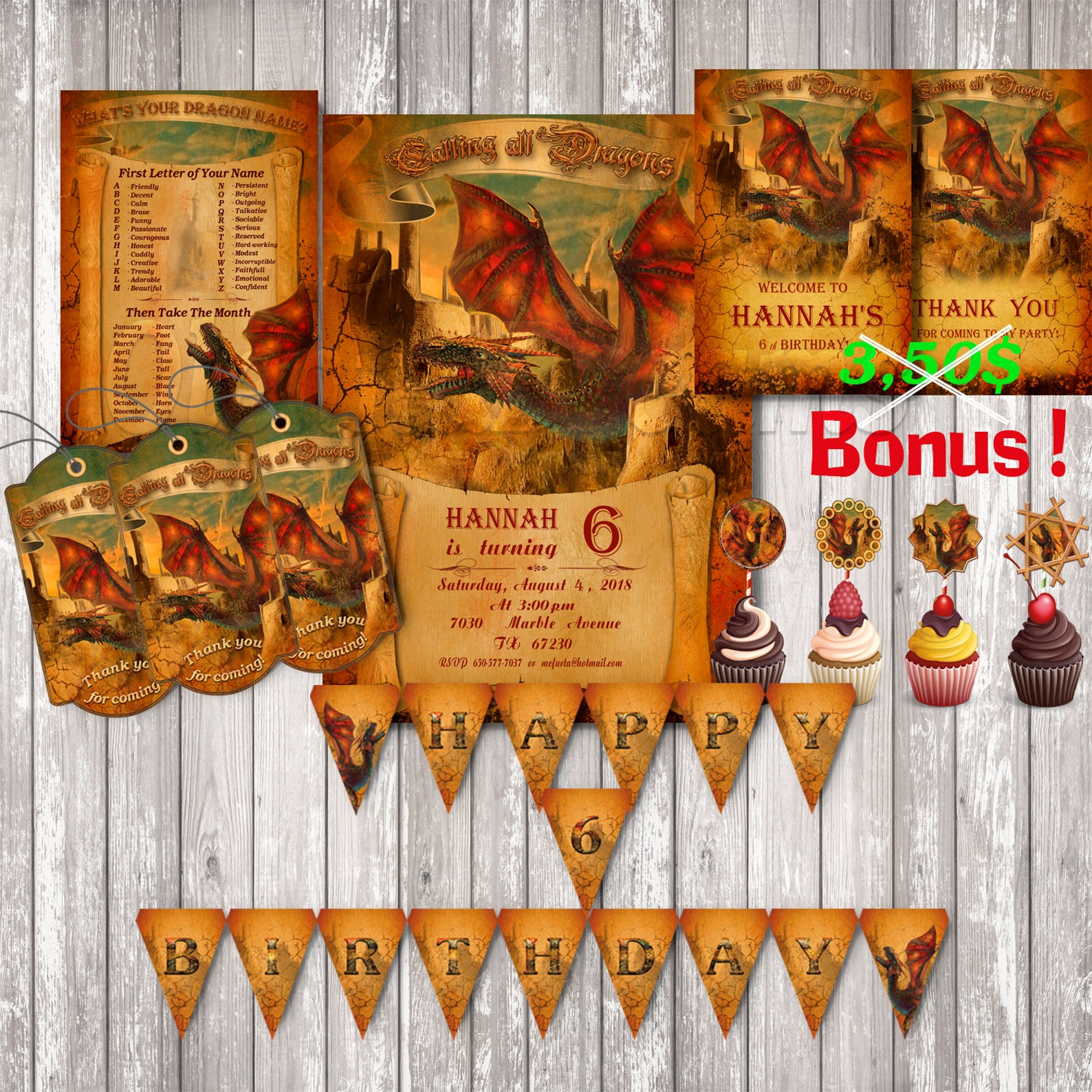 Dragon Printable Banner, Dragon Banner, Dragon Birthday Party, How to ...