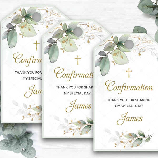 Personalized Confirmation Favor Tags, Personalized Girls / Boys Confirmation Favor Tags, Confirmation thank you card, Printable Confirmation