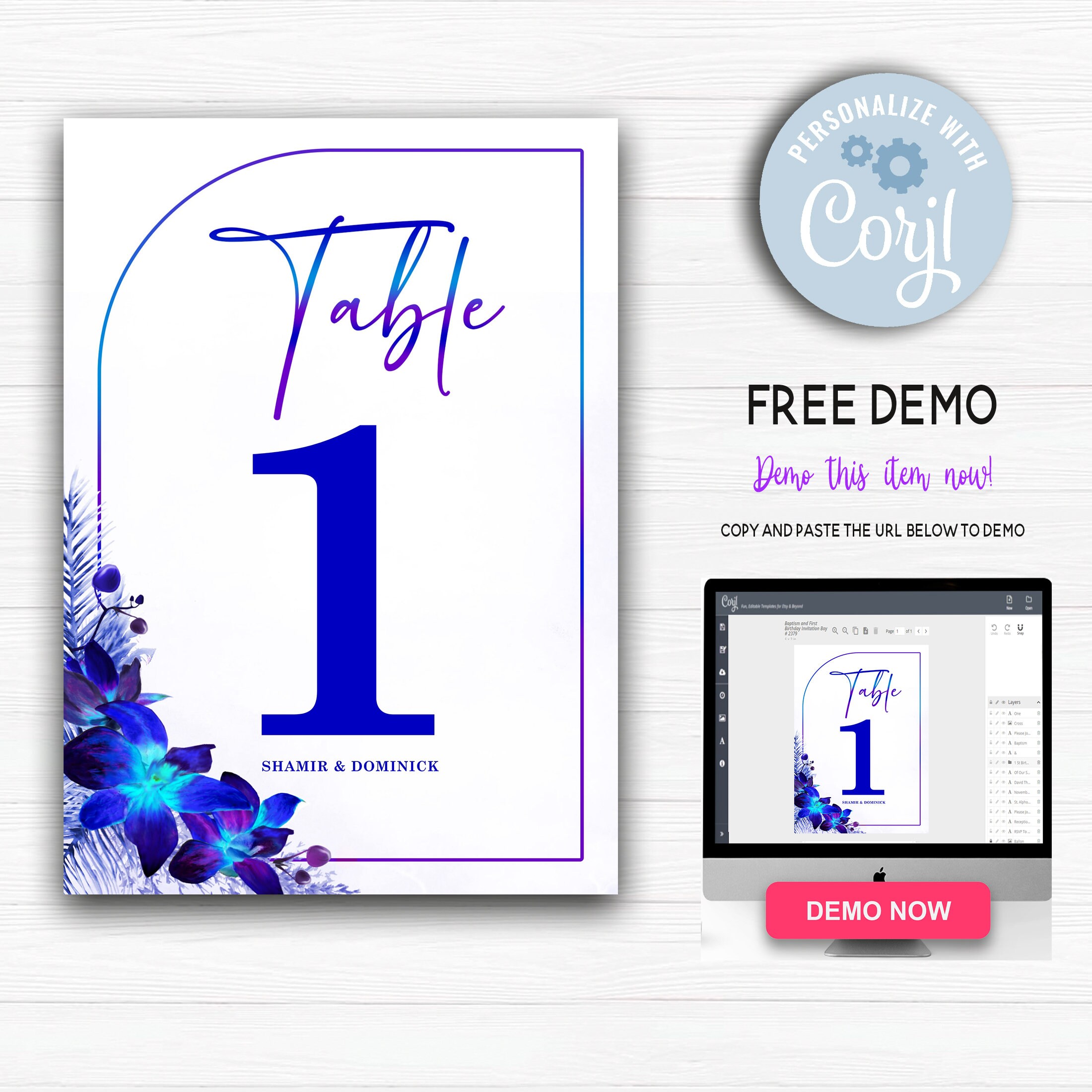 Blue Orchid Wedding Flowers Table Numbers, Purple Turquoise Wedding