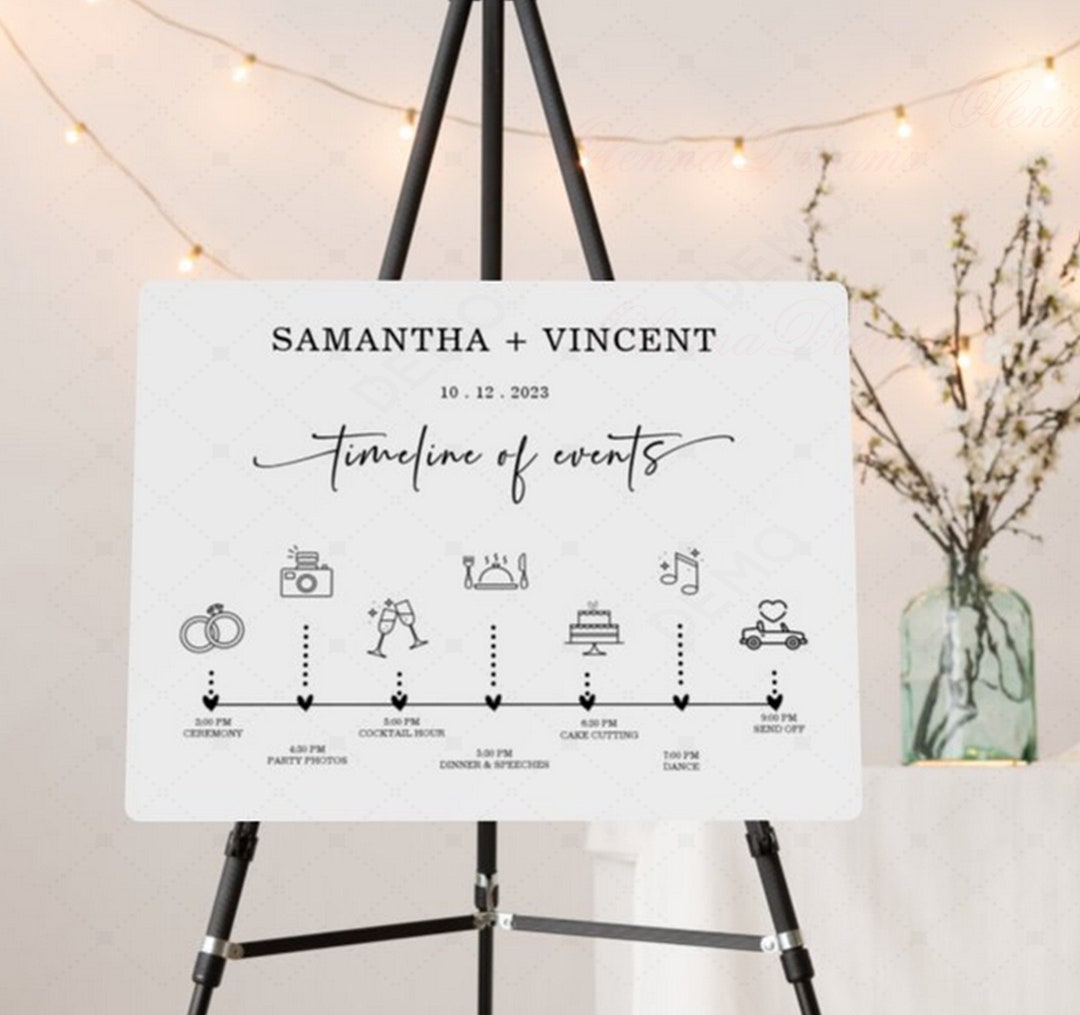 Simple Wedding Timeline Poster Template Modern Wedding Order Etsy Simple Wedding Timeline Poster Template Modern Wedding Order Etsy