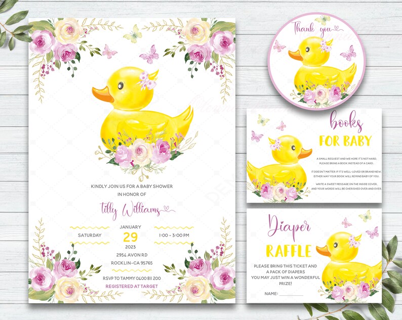 Girl Rubber Duck Baby Shower Invitation Printable Rubber Duck Baby Shower Invitations Baby Shower Invitations Duck Set Ducky