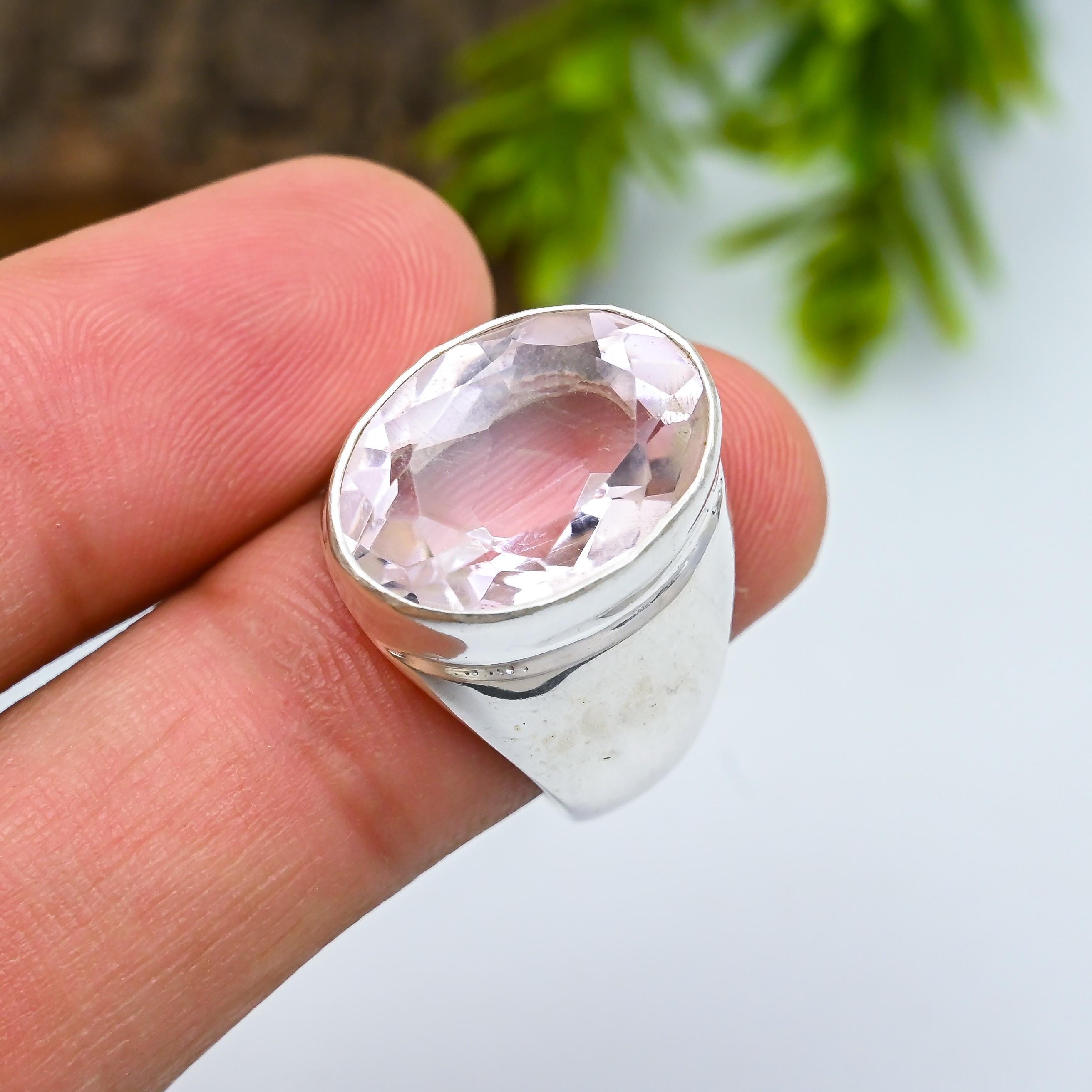 Bague En Argent Avec Topaze Rose Et Blanche Princesse - Modèle R4202, Neuf
