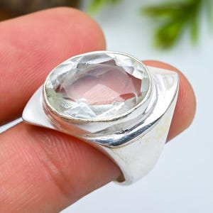 White Topaz Gemstone Silver Ring 925 Sterling Silver Handmade Jewelry White Topaz Birthstone Ring Statement Silver Ring Engagement Gift