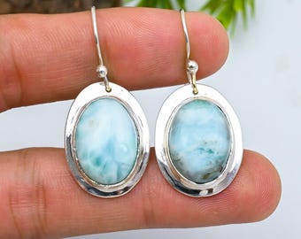 Orecchini pendenti in larimar fatti a mano, in argento sterling 925, regalo per la mamma